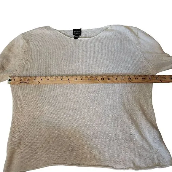 Eileen Fisher Ivory Linen Knit Sweater Scoop Large - Picture 8 of 9